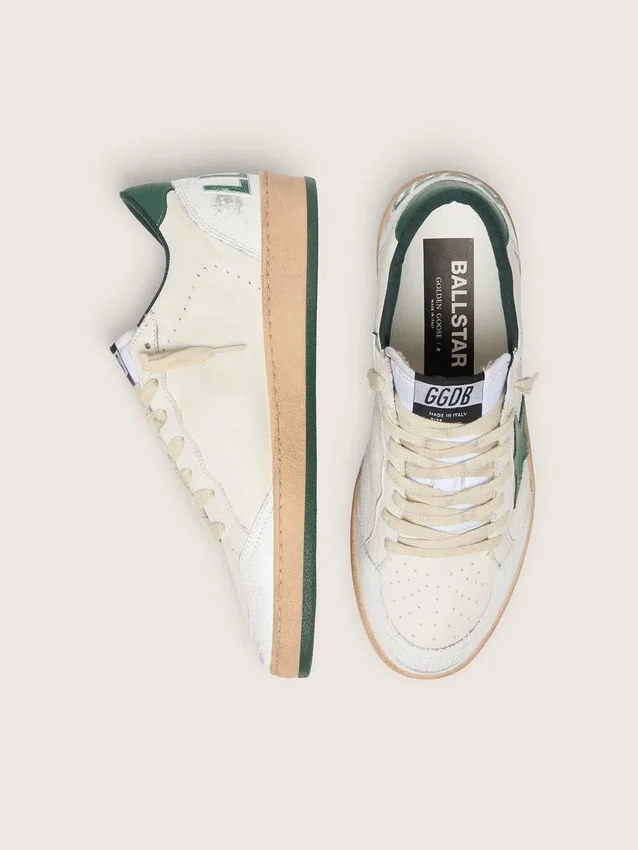 Ball Star Wishes pour femme en cuir nappa blanc avec étoile et languette au talon en cuir vert