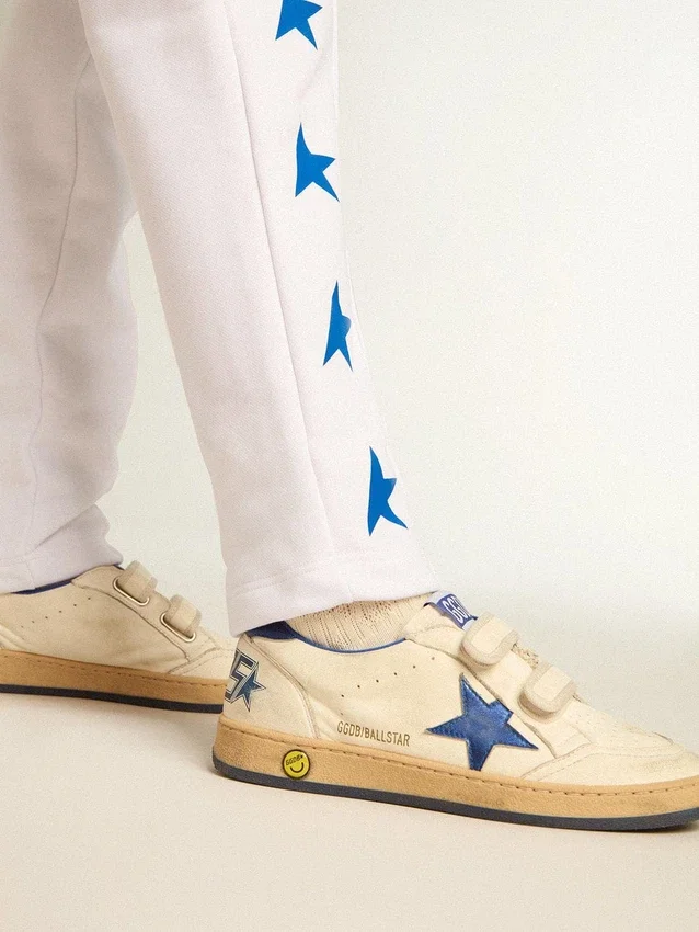 Ball Star Young avec étoile en cuir bleu métallisé et languette au talon
