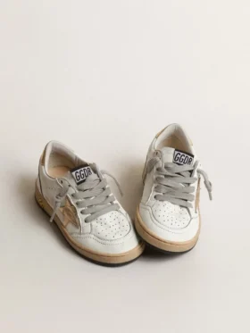 Ball Star Young avec étoile et languette de talon en cuir métallisé doré