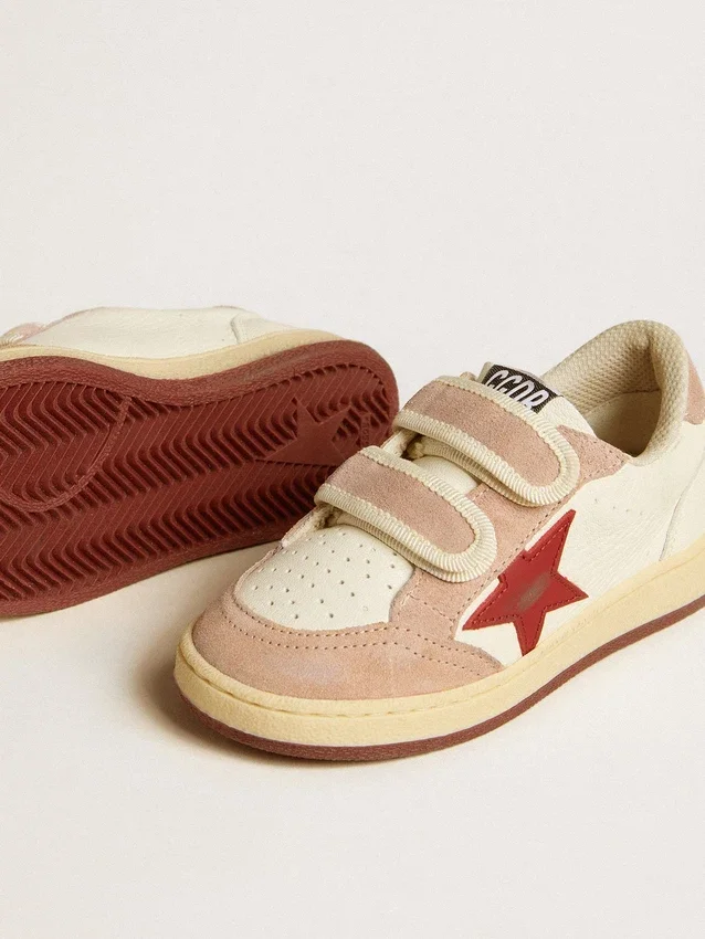 Ball Star Young en cuir nappa avec étoile en nappa et languette de talon en daim rose