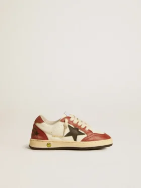 Ball Star Young en cuir nappa avec étoile noire et empiècements en cuir rouge