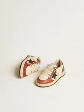 Ball Star Young en cuir nappa avec étoile noire et empiècements en cuir rouge