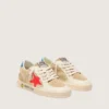 Ball Star Young en daim beige avec étoile rouge et languette de talon bleu clair
