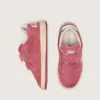 Ball Star Young en daim rouge avec étoile en cuir blanc et languette de talon argent métallisé