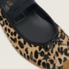 Ballerines Étoile en peau de poney imprimée léopard avec étoile brodée noire et bride élastique