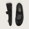 Ballerines Étoile en satin noir avec étoile brodée noire et bride élastique