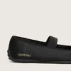 Ballerines Étoile en satin noir avec étoile brodée noire et bride élastique