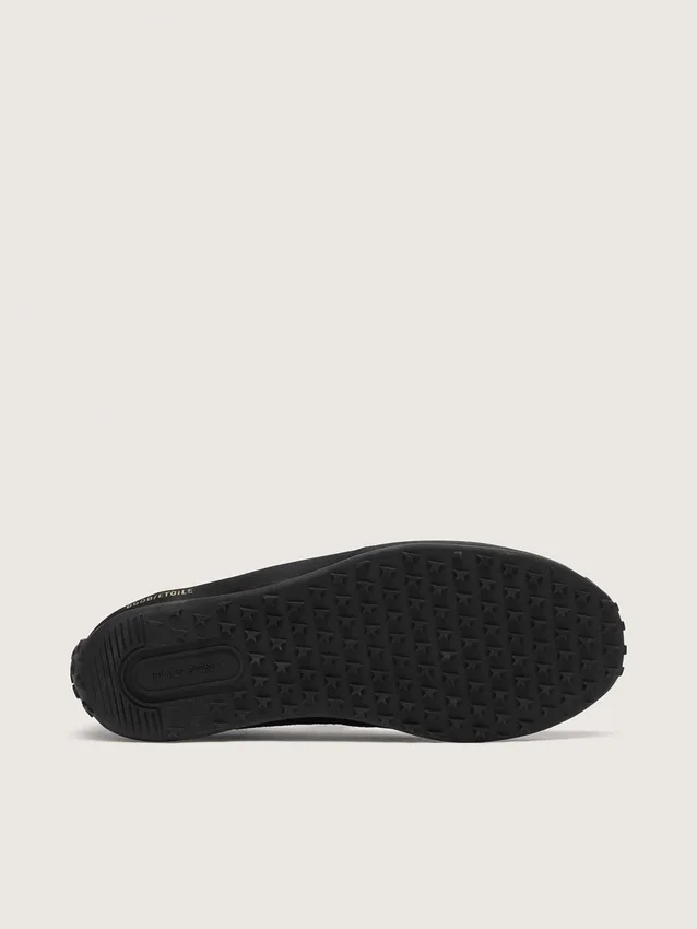 Ballerines Étoile en satin noir avec étoile brodée noire et bride élastique