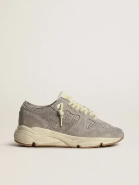Baskets pour femme avec Running Sole en daim gris avec étoile et languette de talon en daim gris