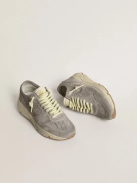 Baskets pour femme avec Running Sole en daim gris avec étoile et languette de talon en daim gris