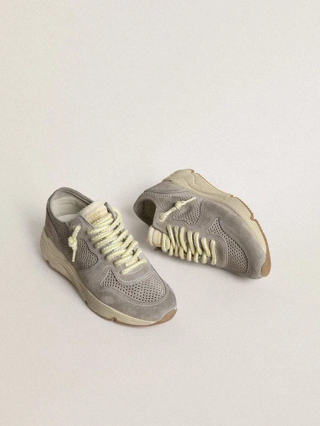 Baskets pour femme avec Running Sole en daim gris avec étoile et languette de talon en daim gris