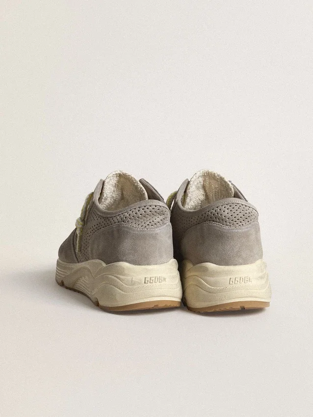 Baskets pour femme avec Running Sole en daim gris avec étoile et languette de talon en daim gris