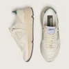 Baskets pour femme à Running Sole en nylon crème et cuir, ornées d’une étoile en cuir vert