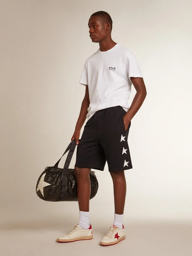 Bermuda noir pour homme avec des étoiles blanches