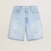 Bermuda pour femme en denim effet usé