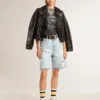 Bermuda pour femme en denim effet usé