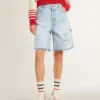 Bermuda pour femme en denim effet usé