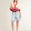 Bermuda pour femme en denim effet usé