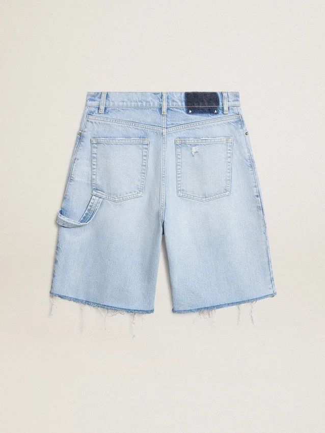 Bermuda pour femme en denim effet usé