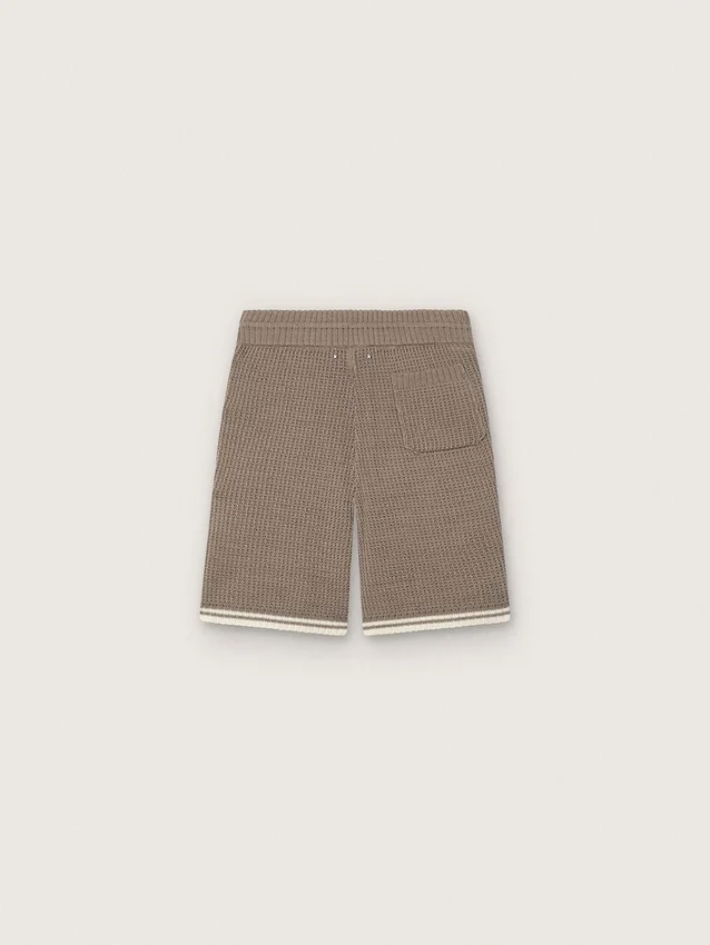 Bermuda unisexe en maille gris tourterelle