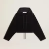 Black chenille sweat-shirt for women with embroidery on the back