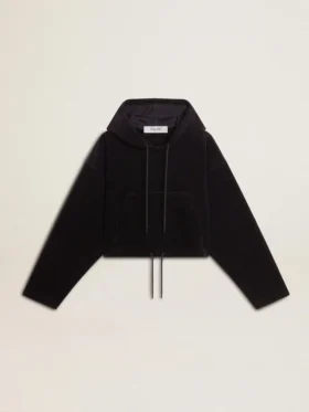 Black chenille sweat-shirt for women with embroidery on the back