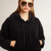 Black chenille sweat-shirt for women with embroidery on the back