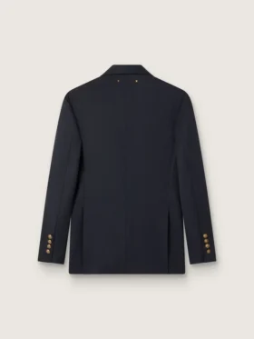 Blazer bleu foncé à double boutonnage pour femme
