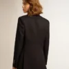 Blazer bleu foncé à double boutonnage pour femme