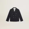 Blazer bleu foncé à double boutonnage pour garçons