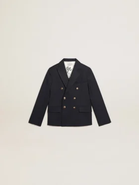 Blazer bleu foncé à double boutonnage pour garçons