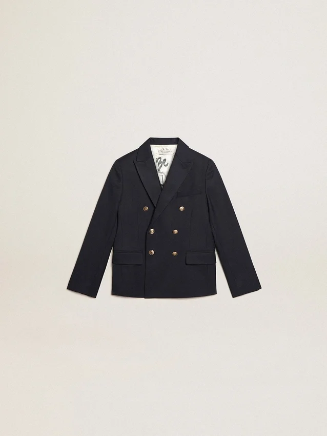 Blazer bleu foncé à double boutonnage pour garçons