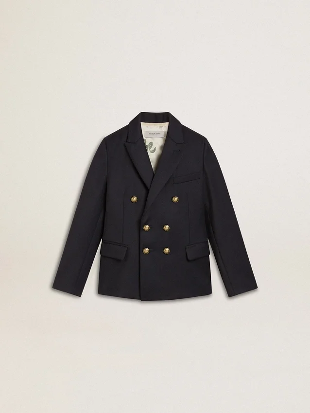 Blazer bleu foncé à double boutonnage pour garçons