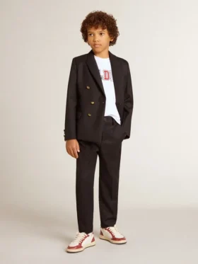 Blazer bleu foncé à double boutonnage pour garçons