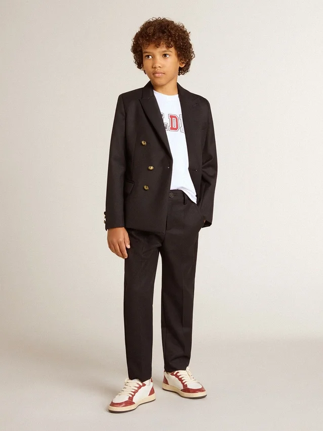 Blazer bleu foncé à double boutonnage pour garçons