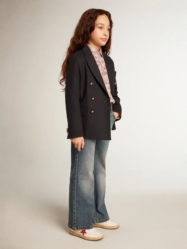 Blazer bleu foncé à double boutonnage pour garçons