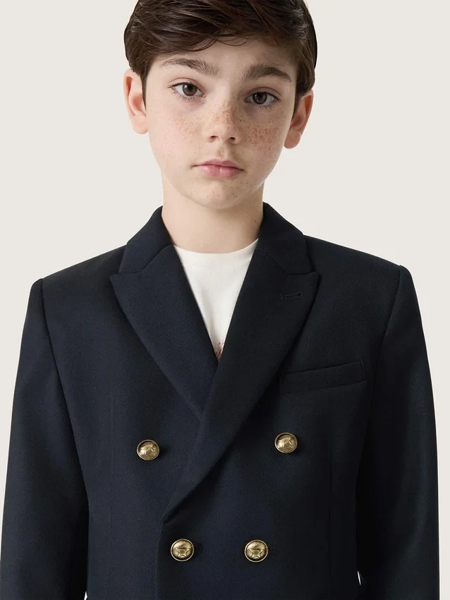 Blazer bleu foncé à double boutonnage pour garçons