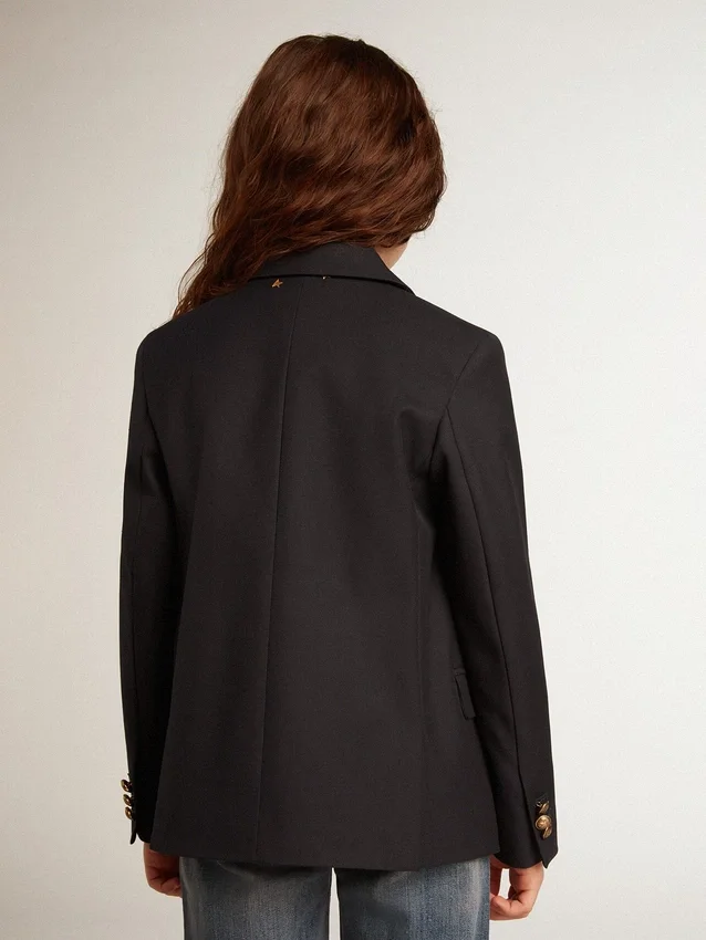 Blazer bleu foncé à double boutonnage pour garçons