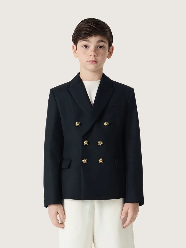 Blazer bleu foncé à double boutonnage pour garçons