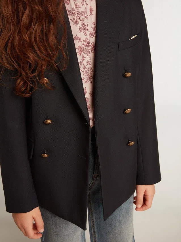 Blazer bleu foncé à double boutonnage pour garçons
