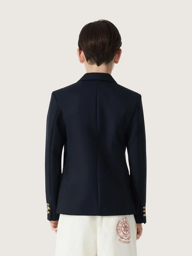 Blazer bleu foncé à double boutonnage pour garçons