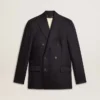 Blazer double boutonnage en laine bleu nuit pour homme