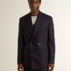 Blazer double boutonnage en laine bleu nuit pour homme