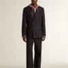 Blazer double boutonnage en laine bleu nuit pour homme