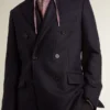 Blazer double boutonnage en laine bleu nuit pour homme