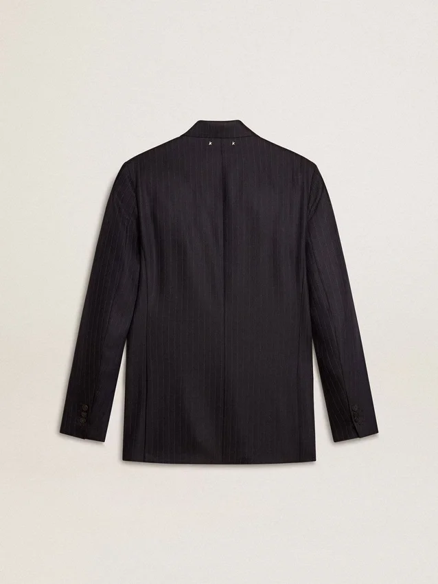 Blazer double boutonnage en laine bleu nuit pour homme