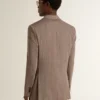 Blazer à double boutonnage pour homme en mélange de laine à motif chevrons beige