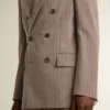 Blazer à double boutonnage pour homme en mélange de laine à motif chevrons beige