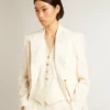 Blazer femme blanc vieilli à double boutonnage