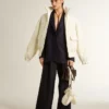 Blazer femme bleu nuit en laine, à simple boutonnage